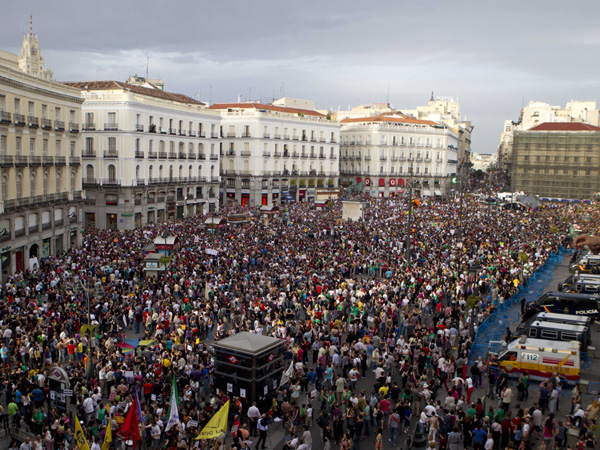 The demonstrations spread across Spain and Europe as