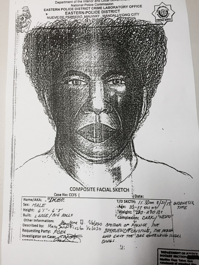 Cartographic Sketch of "Ike," the man who met Mary Jane Veloso in Malaysia