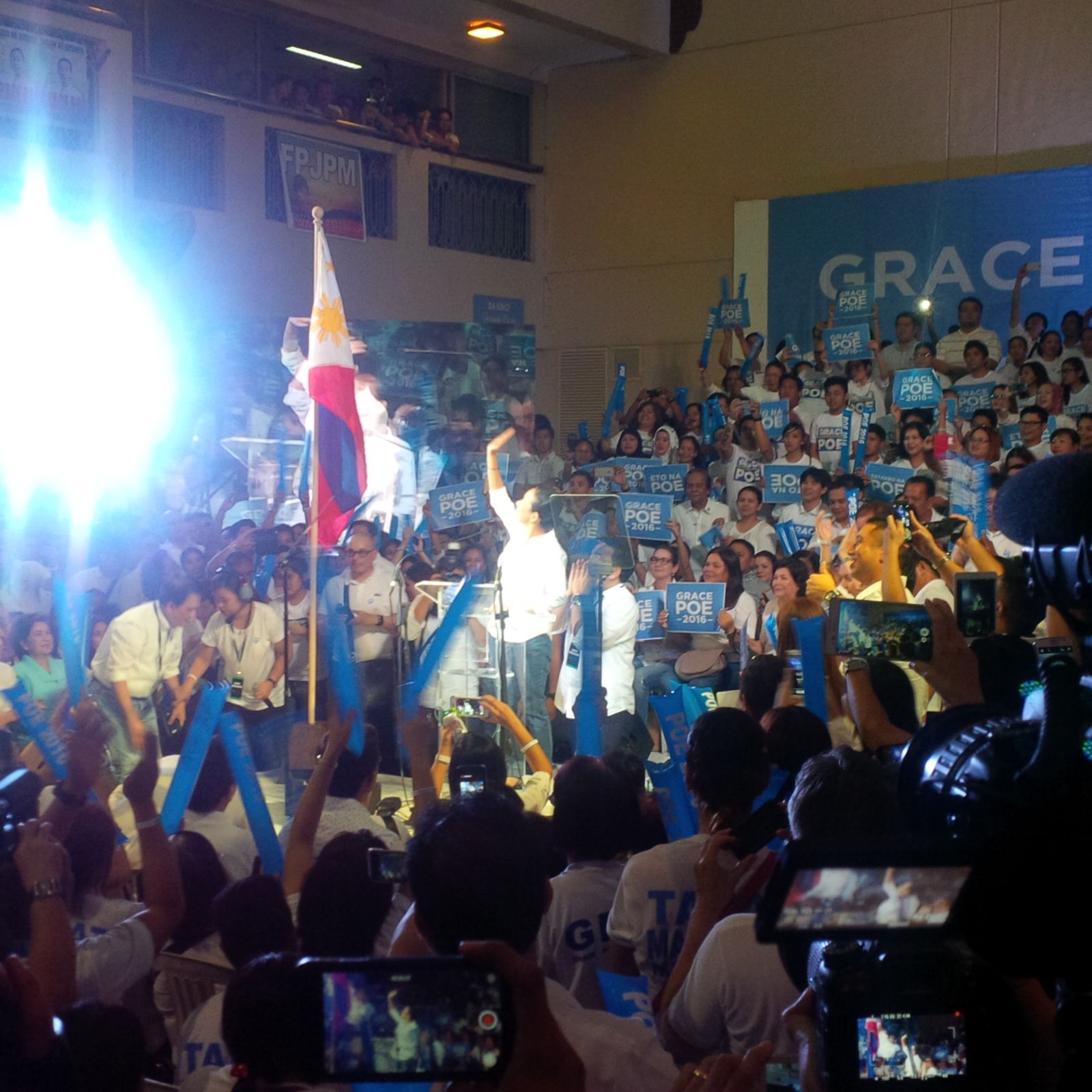 Grace Poe declares her 2016 presidential bid in the University of the Philippines Bahay ng Alumni.