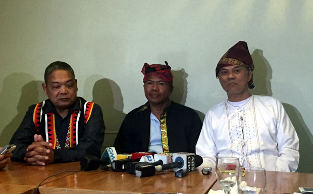 A group called Lumad Mindanao, which claims to represent 33 tribes from Mindanao, asks the Armed Forces of the Philippines and the New People's Army not to drag them to their propaganda as their people have been suffering because of the conflict. Photo by Frances mangosing
