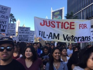 Hundreds of protesters, mostly university students, demand recognition for Fil-Am WWII veterans. (Photo by Nimfa U. Rueda, INQUIRER)