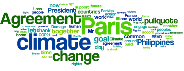 Philippine statement on Paris Agreement at COP21 in Le Bourget, Paris