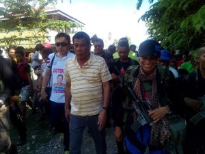 Davao City Mayor Rodrigo Duterte leads the negotiations with the New People's Army for the release of a Philippine Army soldier and five policemen held captive by the rebel group. (Photo by Barry Ohaylan, Apr. 25, 2016)