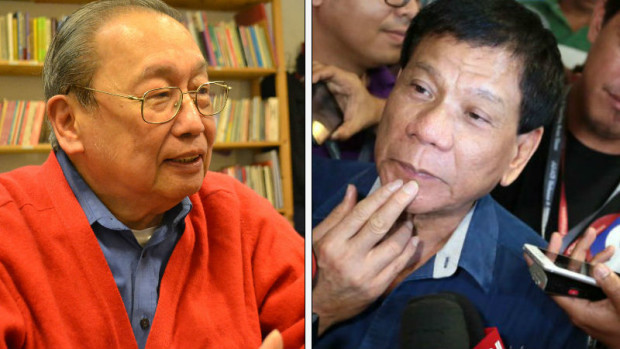 Communist Party of the Philippines (CPP) founder Jose Maria Sison and President Rodrigo Duterte. FILE PHOTOS