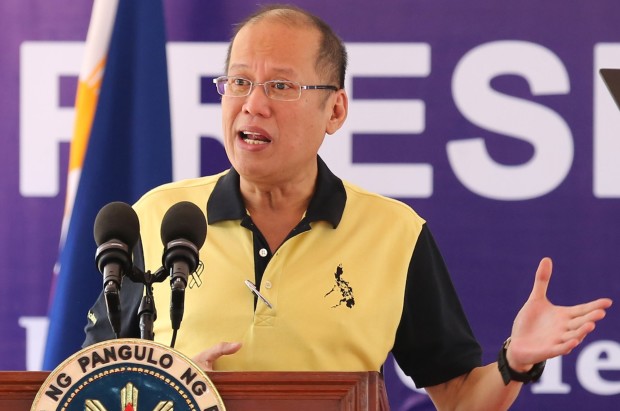 PRESIDENT AQUINO IN TESDA/ JUNE 14, 2016 President Benigno Simeon Aquino lll gestures as he delivers his speech during the"Ulat ng Technical Education and Skills and Development Authority (TESDA) kay Juan ant Juana" held at the TESDA complex, Taguig City,  INQUIRER PHOTO/JOAN BONDOC