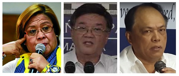 Senator Leila de Lima (left) is urging officials like Justice Secretary Vitaliano Aguirre (middle) and NBI Director Dante Gierran (right) not allow themselves 't be used' against her. INQUIRER FILES