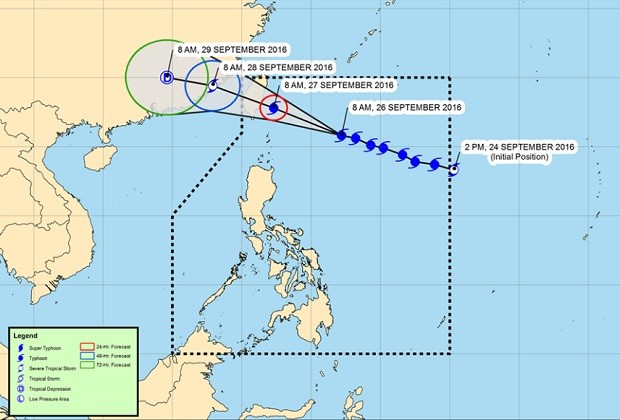 This chart shows the track of Typhoon Helen (international name Megi) as projected by Pagasa. PAGASA PHOTO