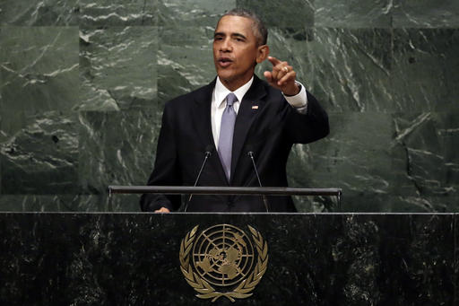 In this Sept. 28, 2015, file photo, President Barack Obama addresses the 70th session of the United Nations General Assembly. AP