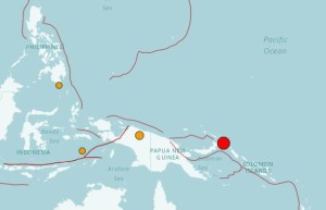 Location of a power quake that hit near Papua New Guinea on Saturday, Dec. 17, 2016 (Map from the US GEOLOGICAL SURVEY)