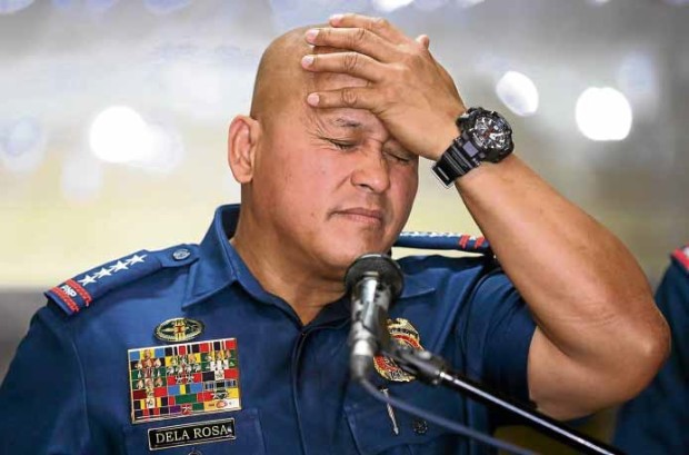 POLICE PURGE Director General Ronald dela Rosa, Philippine National Police chief, admits a breakdown in police discipline and says he was taking drastic action against policemen involved in crimes during a news conference in Camp Crame in Quezon City. —NIÑO JESUS ORBETA