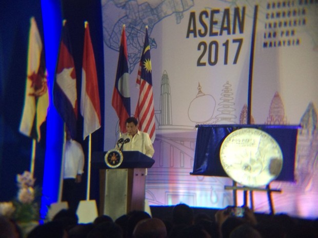 President Duterte speaks at launch of PH Asean chairmanship launch. JEANETTE ANDRADE/PHILIPINE DAILY INQUIRER