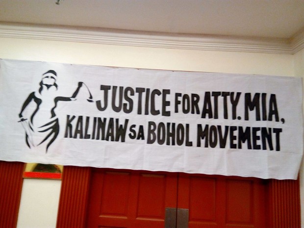Representatives from various sectors in the launching of “Justice for Atty. Mia Kalinaw sa Bohol Movement" to call for speedy justice for the killing Atty. Mia Manuelita Mascariñas-Green and to end impunity in the province of Bohol. Leo Udtohan/Inquirer Visayas