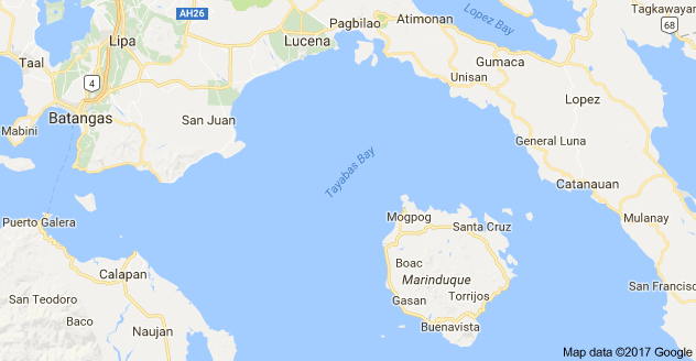 Tayabas Bay, Quezon province (Google maps)