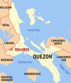 Dolores town in Quezon province (Wikipedia maps)