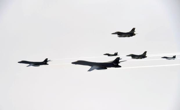 USAF B-1B Lancer bombers with SoKor jets - 8 July 2017