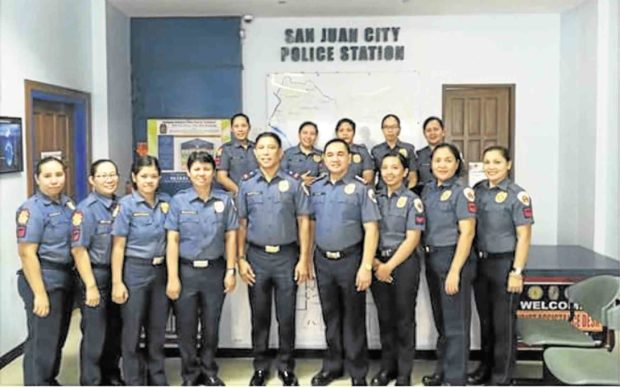 The Eastern Police District has assigned 52 female officers to front desk duty, some of them under the San Juan City police. —PHOTO COURTESY OF EPD