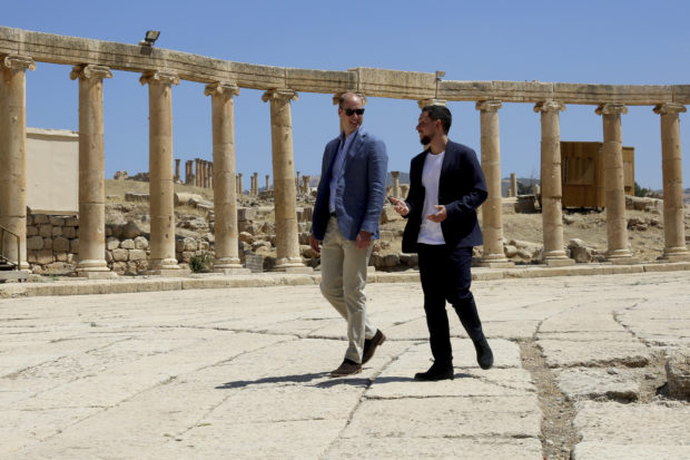 Prince William tours Roman ruins in Jordan, meets refugees