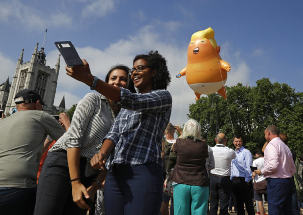 20-foot 'Baby Donald' balloon flies over London amid protest