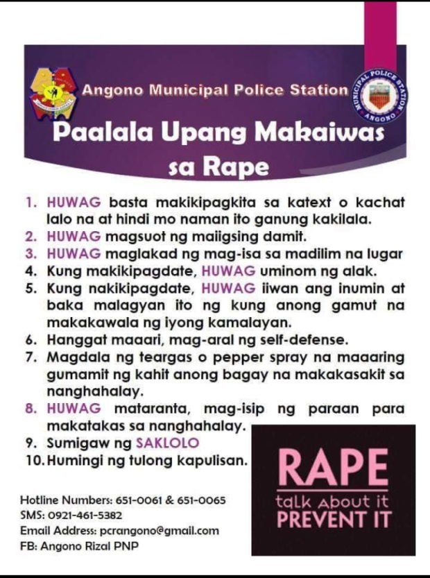Angono police told: Preventing rape starts with changing mindsets