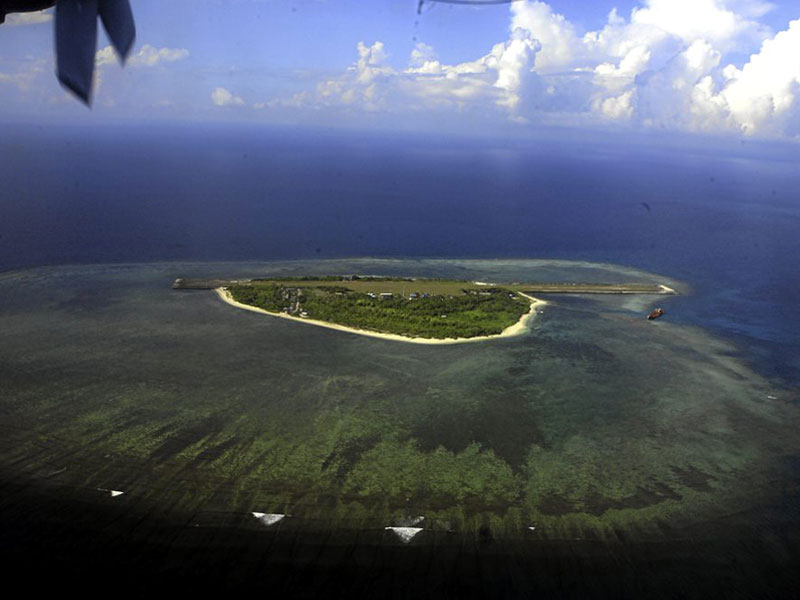 Aerial photo of the Philippine occupied Kalayaan island in the contested Spratlys group of islands. INQUIRER/Ernie U. Sarmiento