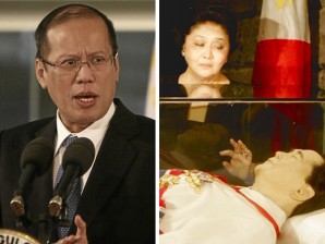 President Benigno Aquino (left) says there will be no state funeral or any kind of state honors for the late Ferdinand Marcos whose remains lie in an airconditioned glass case in Batac, Ilocos Norte. PHOTOS BY EDWIN BACASMAS, INQUIRER AND AP