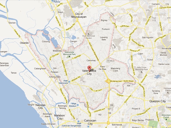 Valenzuel City map. STORY: P1 billion worth of meth seized from 2 suspects in Valenzuela