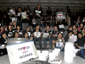 FROM SCI-TECH TO SCARCITY  Employees of the Department of Science and Technology hold a lunch-break assembly at the agency’s central office in Taguig City on Friday to protest recent cuts in their employee benefits. ARNOLD ALMACEN