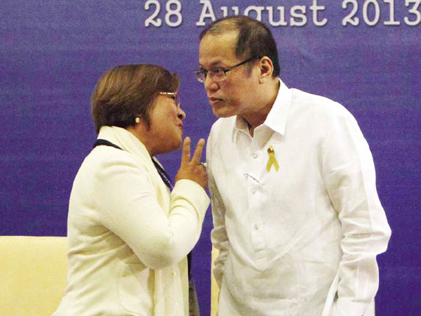 Justice Secretary Leila de Lima (left) and President Benigno Aquino III. INQUIRER FILE PHOTO/LYN RILLON