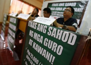 Press conference of Alliance of Concerned Teachers (ACT) saying that a mass leave of teachers is imminent if their demand for salary increase is not included in the budget of next year. INQUIRER PHOTO/RAFFY LERMA