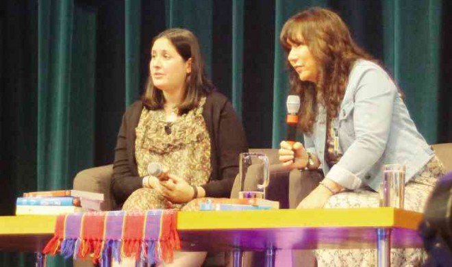 YOUNG adult fiction writers Jennifer E. Smith (left) and Lissa Price give International School Manila students useful tips on writing and publishing.