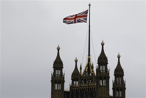  The Union flag flies above Parliament in London. AP 