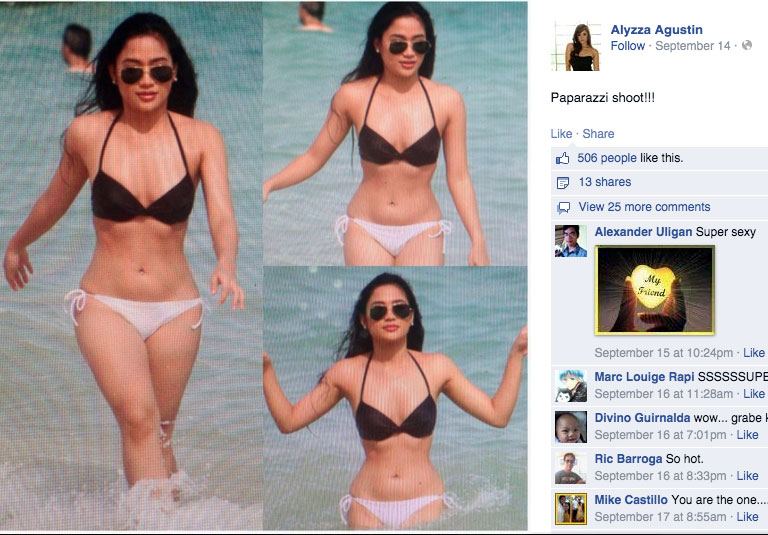Screengrab from Alyzza Agustin Facebook account