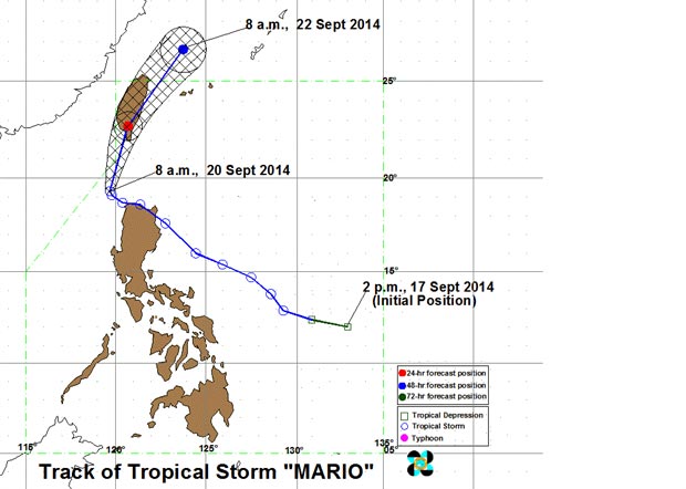 Track of Tropical Storm 'Mario". pagasa.dost.gov.ph photo