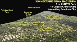 ‘HACIENDA BINAY’ IN BATANGAS  A slide presentation by former Makati Vice Mayor Ernesto Mercado shows the 350-hectare agriculture estate in Rosario, Batangas province, including its facilities and features, allegedly owned by the family of Vice President Jejomar Binay.  