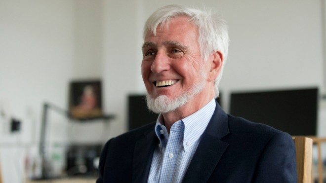 Joint winner of the Nobel Prize for Physiology or Medicine professor John O'Keefe, a dual U.S. and British citizen, speaks as he is interviewed by The Associated Press in an office he uses at the University College London (UCL), in London, Monday, Oct. 6, 2014. The U.S.-British scientist and a Norwegian husband-and-wife research team won the Nobel Prize in medicine Monday for discovering the brain's navigation system — the inner GPS that helps us find our way in the world — a revelation that one day could help those with Alzheimer's. The research by John O'Keefe, May-Britt Moser and Edvard Moser represents a "paradigm shift" in neuroscience that could help researchers understand the sometimes severe spatial memory loss associated with Alzheimer's disease, the Nobel Assembly said. (AP Photo/Matt Dunham)