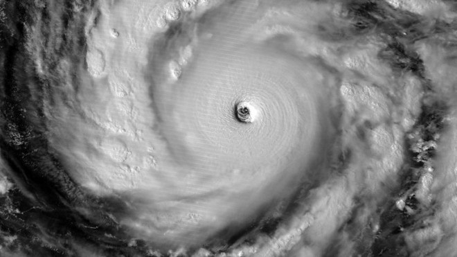 This image of Super Typhoon Vongfong using NASA’s Visible Infrared Imaging Radiometer Suite (VIIRS), obtained October 8, 2014 courtesy of  NOAA / NASA / RAMMB / CIRA,  shows the storm illuminated by moonlight.    AFP PHOTO /  NOAA / NASA / RAMMB /CIRA  == RESTRICTED TO EDITORIAL USE / MANDATORY CREDIT:  "AFP PHOTO / HANDOUT /  NOAA / NASA / RAMMB / CIRA"/ NO MARKETING / NO ADVERTISING CAMPAIGNS / NO A LA CARTE SALES / DISTRIBUTED AS A SERVICE TO CLIENTS ==