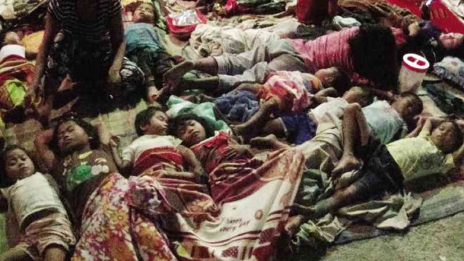 IN AN IMAGE as haunting as the tales of horror it portrays, children of the Manobo tribe in Surigao del Sur  sleep on the ground in a gymnasium converted into a shelter after their families fled a series of armed attacks, killings and arson in their communities being blamed on a militia. PHOTO FROM KARAPATAN-CARAGA