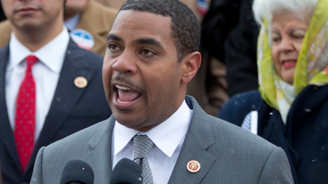 In this March 26, 2014 file photo, Rep. Steven Horsford., D-Nev. speaks on Capitol Hill in Washington. Desperate Democrats on Wednesday scrambled to save vulnerable House incumbents and suddenly competitive seats in states where President Barack Obama cruised to double-digit wins in the last two presidential elections amid fresh signs of Republican momentum six days to the midterms. (AP Photo/Carolyn Kaster)