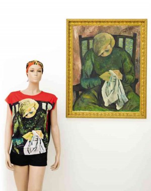 ONE OF the Alcuaz paintings in Chua’s collection (above) is now wearable art (left).