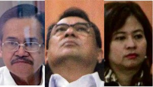 In an unprecedented move, Associate Justice Roland Jurado, chair of the antigraft court’s Fifth Division, and Associate Justices Alexander Gesmundo and Ma. Theresa Dolores Estoesta (from left) inhibited themselves from handling one of the most controversial cases in the country’s judicial history. LYN RILLON