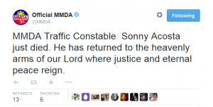 MMDA constable dies tweet