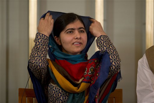 Joint-Nobel Peace prize winner Malala Yousafzai attends a press conference with Kailash Satyarthi in Oslo, Norway, Tuesday, Dec. 9, 2014. AP