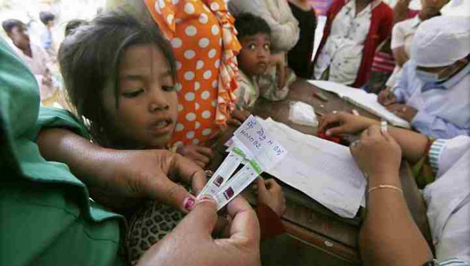 People in Roka village in Cambodia's Battambang province getting screened for HIV. The Straits Times/Asia News Network 