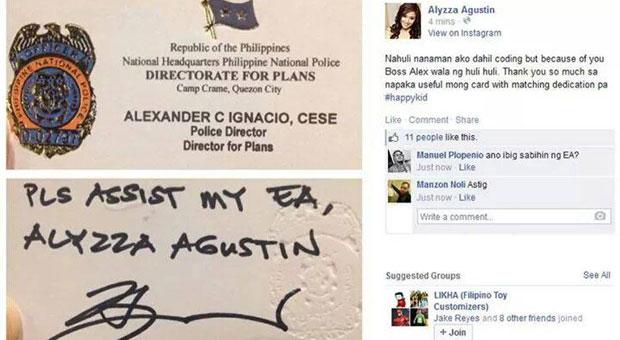 Model Alyzza Agustin brags about evading a traffic ticket because of calling card from PNP Official #InquirerSeven