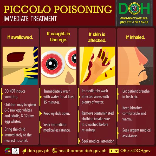 Infographic on piccolo poisoning from the Department of Health.