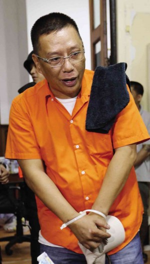 GUILTY STILL  Boratong in a Dec. 15, 2014, photo, when he and 18 other high-profile, high-living inmates of New Bilibid Prison were transferred to the National Bureau of Investigation headquarters. INQUIRER FILE PHOTO