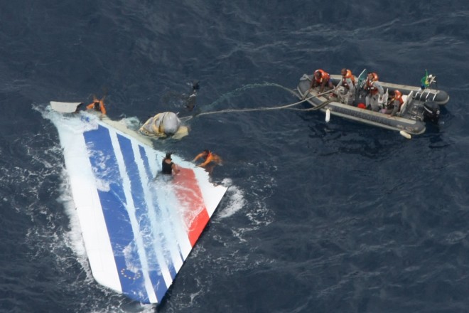 In this June 8, 2009 file photo released by Brazil's Air Force, Brazil's Navy sailors recover debris from the missing Air France Flight 447 in the Atlantic Ocean. It took nearly two years to find the black boxes from Air France Flight 447. AP