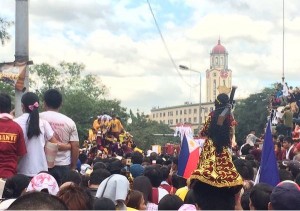 The 'andas' of the Black Nazarene inches toward Manila City Hall. INQUIRER PHOTO/NATHANIEL MELICAN