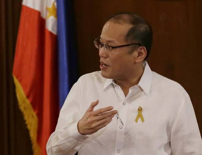 President Aquino gestures shortly after addressing the nation in a live broadcast Friday, Feb. 6, 2015 from Malacanang Palace in Manila on the botched police operation Jan. 25 to capture a terrorist that resulted in the killing of 44 elite police commandos in Mamasapano, Maguindanao. Aquino believes that with an undermanned team tasked to get Malaysian terrorist Zulkifli bin Hir and with the two-hour delay in the arrival of the blocking teams in their proper positions, the Philippine National Police Special Action Force should have aborted “Operation Exodus.”  AP PHOTO/BULLIT MARQUEZ