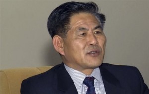 This image made from Associated Press Television News (APTN) video shows Jang Sam Ryong speaking with APTN during an interview on Monday, Feb. 2, 2015, in Pyongyang, North Korea. Jang, the deputy governor of North Korea’s Central Bank, said the country has taken several measures to cooperate with the Asian affiliate of the Paris-based Financial Action Task Force on Money Laundering since July, when Pyongyang announced it had joined the 41-member Asian affiliate as an observer. 